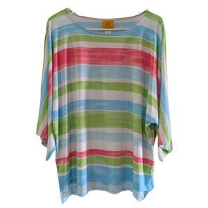 Ruby Rd. Women's Colorful Striped Kimono Sleeve Blouse, Size Large